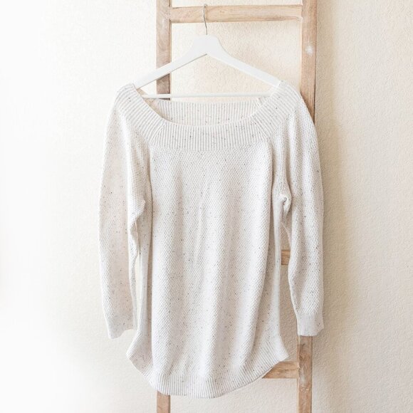 LOFT PLUS SWEATER WOMENS SZ 16/18 BEIGE MULTICOLOR SPECKLED BOATNECK - Picture 1 of 6